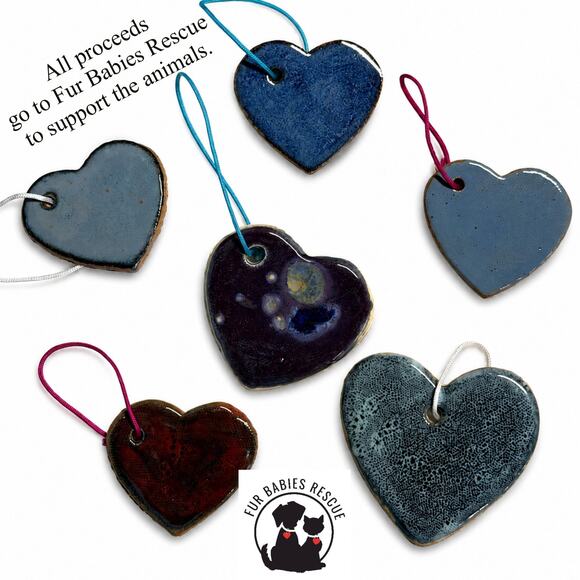 No brand Other - Handmade Ceramic Heart Ornaments Charms Assorted Glazed Pottery Hanging Hearts